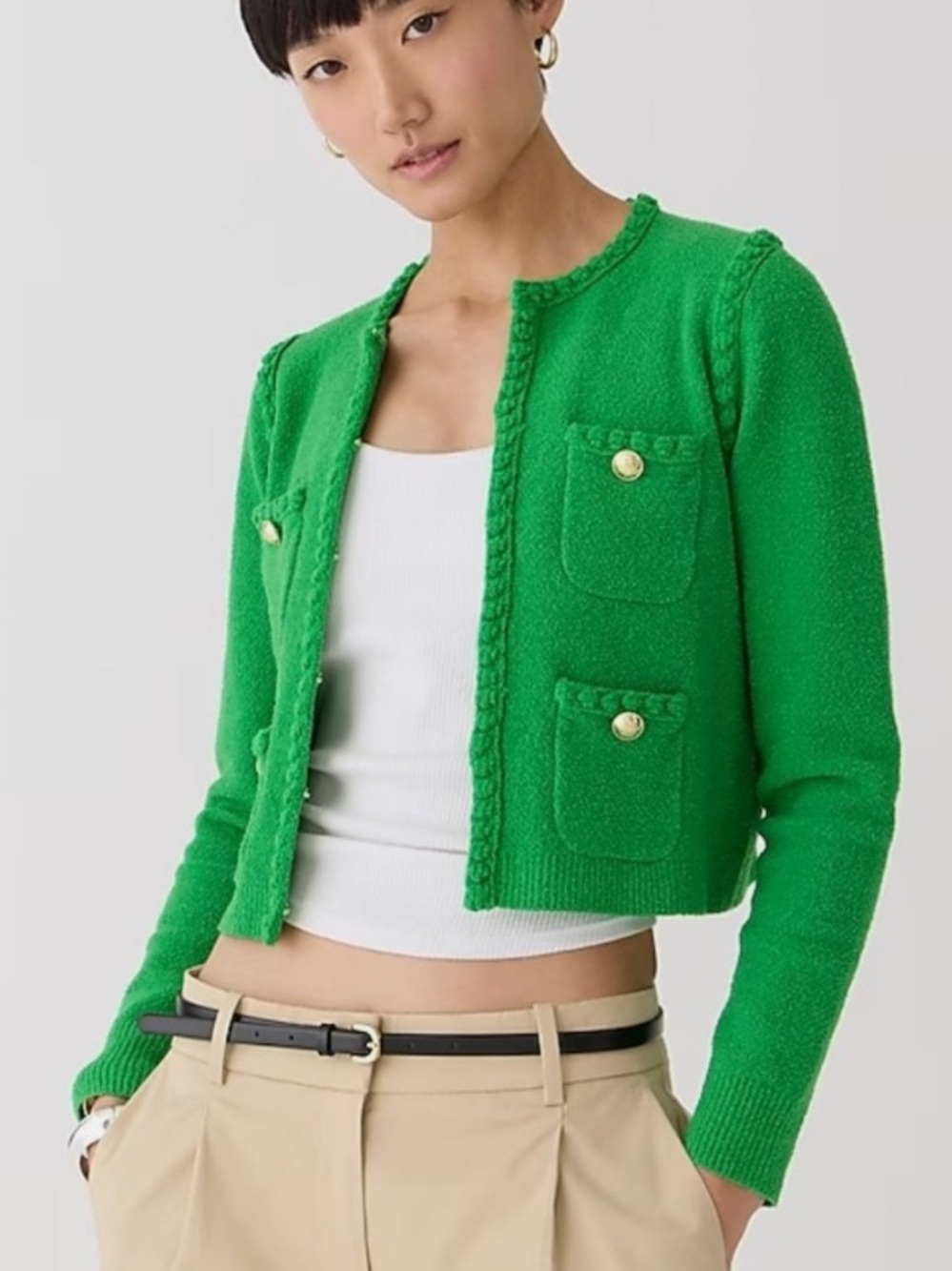 NWT J. Crew Odette Sweater In Kelly Cotton Blende Boulce Cardigan Woman’s M